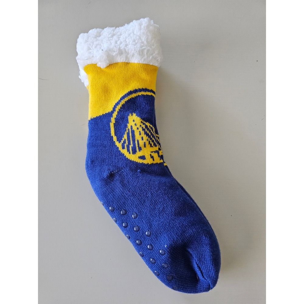 FOCO NBA Golden State Warriors Footy Slipper Socks Womens 6-10 Blue Yellow New